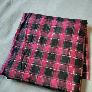 Vintage Plaid Christmas Fabric Red Black Gold Metallic 45" 2 Yds Lightweight